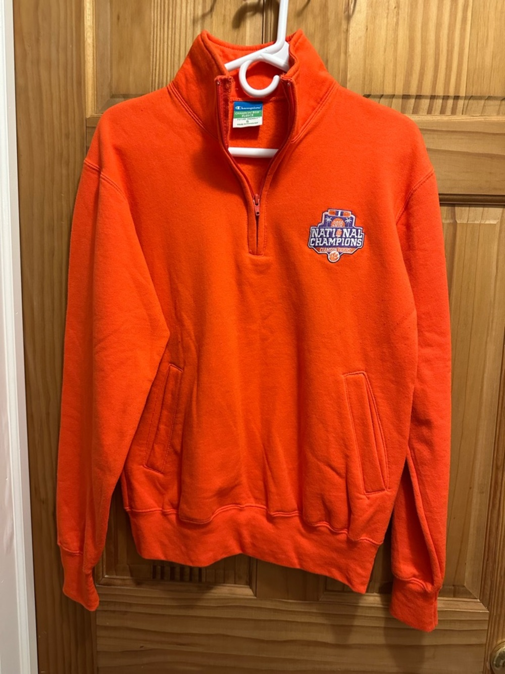 Champion Orange Quarter-Zip Pullover with '2016 National Champions' Patch